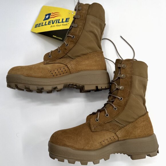 Belleville Boots Mens 5 R Brown Leather Military Combat Vibram 17-D-0008 NEW